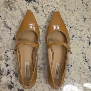 ANTONIO MELANI Tan Patent Mary Jane Flats